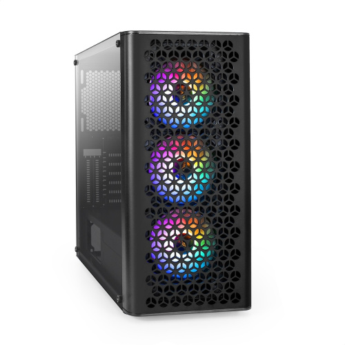 Корпус ExeGate EVO-9202 EX294965RUS Miditower (ATX, без БП, с окном, 1*USB+1*USB3.0, аудио, 3 вент. 12см с RGB подсветкой)