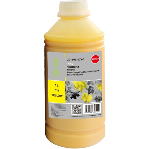 Чернила Cactus CS-I-PFI107Y-1L PFI-107 желтый1000мл для Canon imageProGRAF iPF670/680/685/770/780/785
