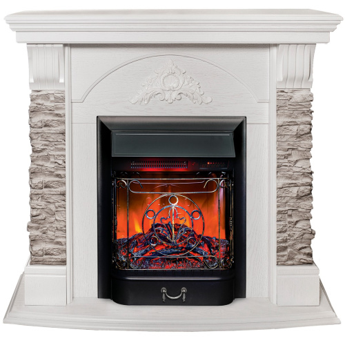 Электрокамин RealFlame Athena GR WT белый с очагом Majestic Lux Black RC