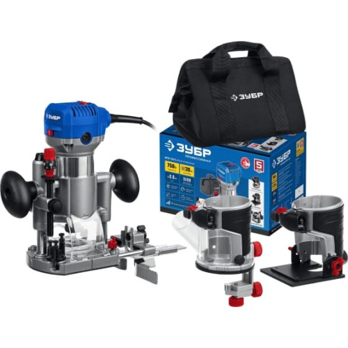 Фрезер кромочный ЗУБР ФПК-750Н Профессионал 750 вт, 3 основания, сумка