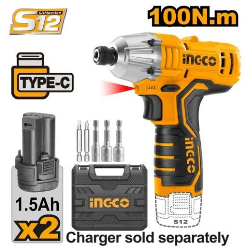 Шуруповерт INGCO CIRLI12015 2АКБ+ЗУ ударный