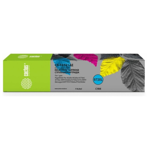 Картридж Cactus F6T81AE 973XL для HP PageWide Pro 452dw/Pro 477dw, голубой (110мл)