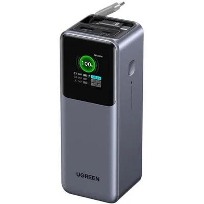 Внешний аккумулятор UGREEN PB726 (95670B) 165W 20000mAh USB-C USB-A с выдвижным кабелем (ССС) серый космос