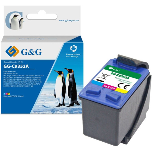 Картридж струйный G&G GG-C9352A 22 многоцветный (11.4мл) для HP DJ 3920/3940/D1360/D1460/D1470/D1560/D2330/D2360/D2430/D2460/F370/F375/F380/F2180/F2