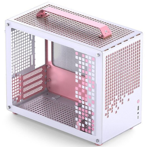 Корпус JONSBO Jonsplus Z20 Pink/White без БП, боковая панель из закал. стекла, mini-ITX, micro-ATX, бело-розовый