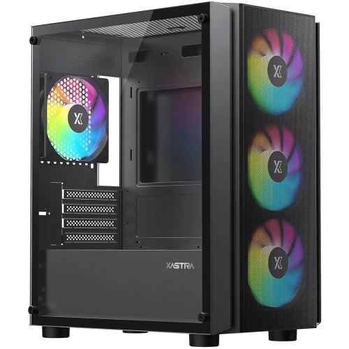Корпус XASTRA A402M 4FRGB Black (A402M-4FC12F-BK) mATX/Mesh/full-size TG/4x120mm FRGB fans
