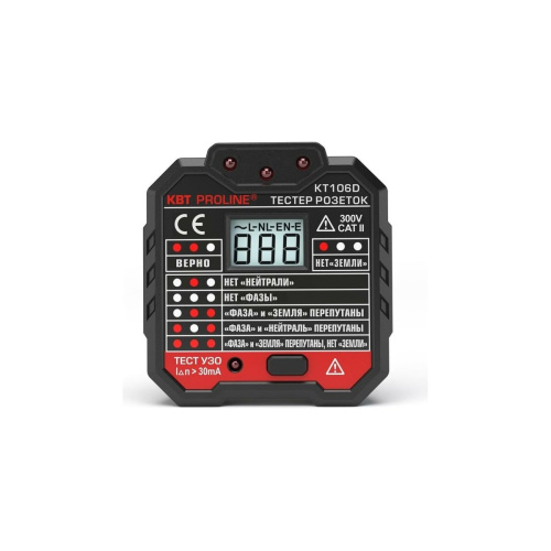 Тестер розеток и УЗО КВТ KT 106D Proline (79136)