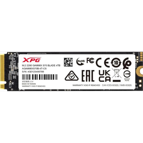 SSD A-Data XPG Gammix S70 Blade AGAMMIXS70B-4T-CS PCIe 4.0 x4 4TB M.2 2280