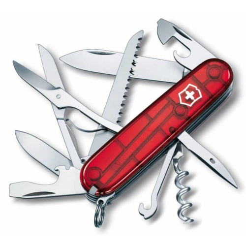 Нож перочинный Victorinox Huntsman (1.3713.T) 91мм 15функций красный полупрозрачный карт.коробка