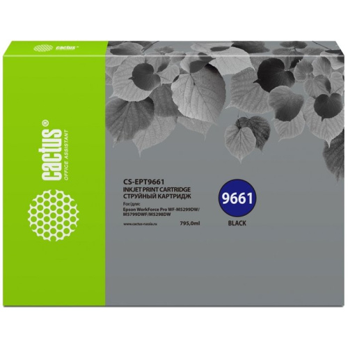 Картридж струйный Cactus CS-EPT9661 черный (795мл) для Epson WorkForce Pro WF-M5299DW/M5799DWF