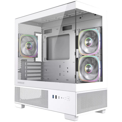 Корпус Powercase Vision Micro S3W (CVMMSW-A3), Tempered Glass, Type-C, 3x 120mm ARGB PWM Fan, белый, mATX