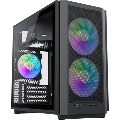 Корпус GameMax F36 BK без БП (Midi Tower, ATX, Черный, 1*USB Type-C, 3*120мм)