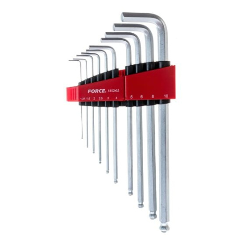 Набор ключей шестигранных FORCE 5102XLB длинн. Г-образн. с шаром 10пр.