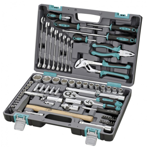 Набор инструмента STELS 14104 76 предм пластиковый кейс 1/2", 1/4", CRV