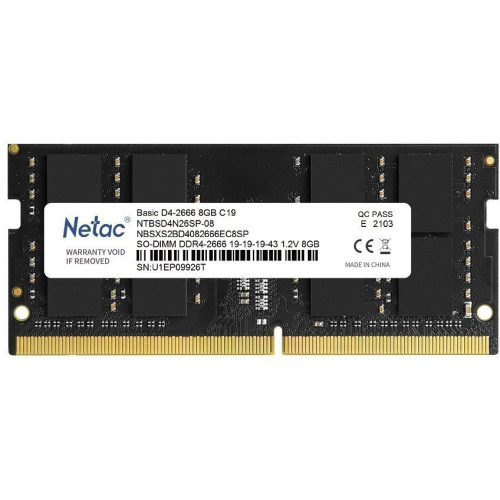 ОЗУ Netac Basic NTBSD4N26SP-08 SO-DIMM DDR4 8GB 2666MHz CL19 1.2V