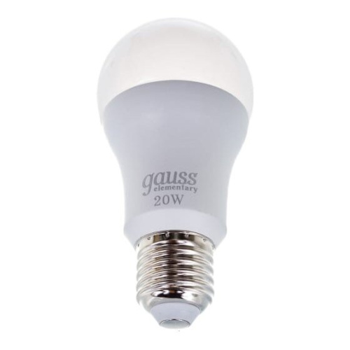 Лампа Gauss Elementary (23239) светодиодная 20Вт цок. E27 груша 220B 6500K св.свеч.бел.хол. A60 (упак. 10шт)