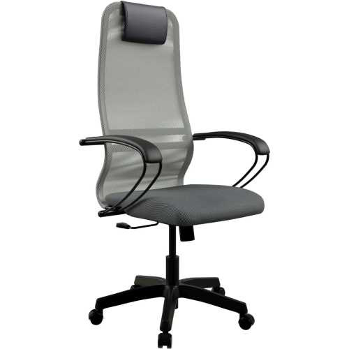 Кресло Метта SU-B-8 (Z3F2.12.1.222) светло-серый сиденье светло-серый сетка с подголов. крестов. металл хром