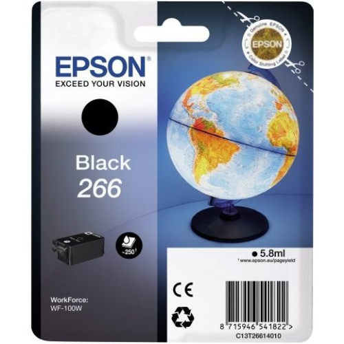 Картридж струйный Epson T266 C13T26614010 черный (5.8мл) для Epson WF-100W