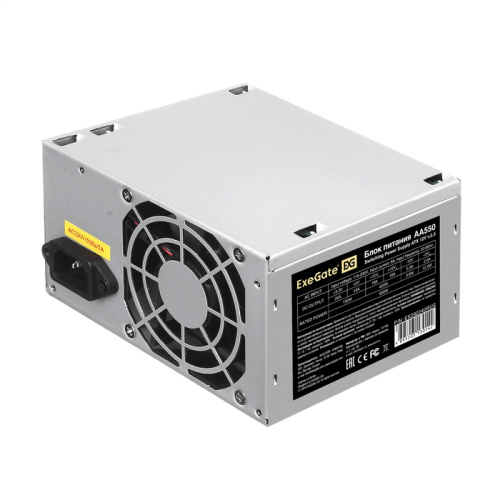 Блок питания ExeGate AA550 EX292240RUS-S 550W (ATX, SC, 8cm fan, 24pin, 4pin, 2xSATA, IDE, кабель 220V с защитой от выдергивания)