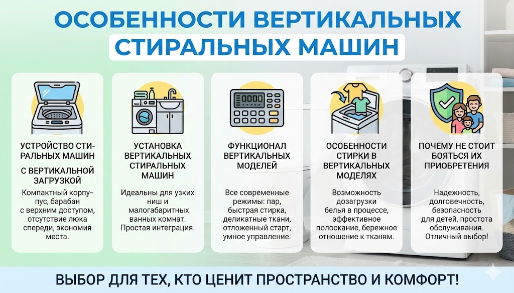 Особенности вертикальных стиральных машин Особенности вертикальных стиральных машин