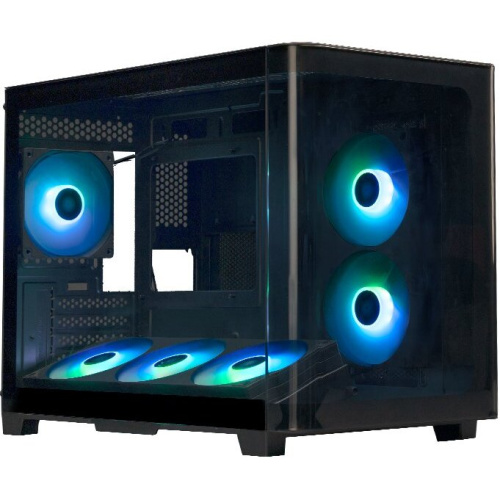 Корпус XASTRA QR500M 6ARGB-FC-C6-UC Black (QR500M-1FA36A-1FA24A-1FC12A-C6-UC) mATX/Aquarium/2 Curve Glass/360mm+240mm+120mm ARGB PWM FM fans