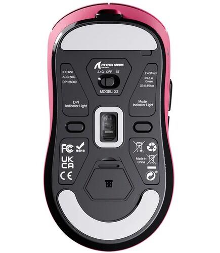 Мышь беспроводная/проводная Attack Shark X3 [Shark X3 Berry Red] розовый