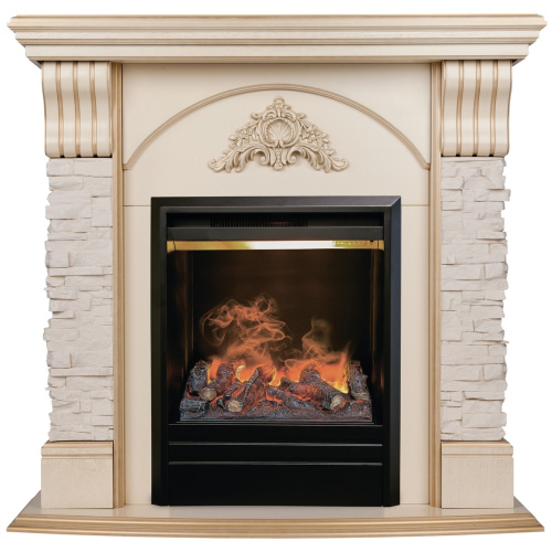 Электрокамин RealFlame Athena WT белый дуб с золотой патиной с очагом 3D Olympic