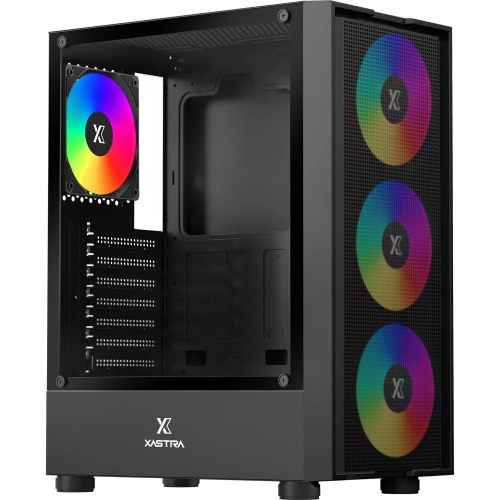 Корпус XASTRA A302 4FRGB Black (A302-BK-FC120FRGB-4F-GL) ATX/Mesh/ tempered glass / 4x120mm FC120-FRGB fans