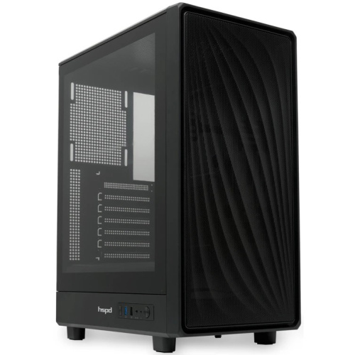 Корпус HSPD M510 (M510-TGBK), без БП, Mesh Mid Tower, Black, TG, 0.5 SPCC, no fans ATX, mITX 180/280/160mm 1x2.5", 7xPCI 1xUSB-A 3.0, 1.0 517x