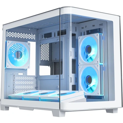 Корпус XASTRA QR500M 6ARGB-FM-C10-UC White (QR500M-6FM12A-C10-UC-WH) mATX/Aquarium/2 Curve Glass /6x120mm ARGB PWM FM fans/Argb+PWM HUB 10port/Type-C