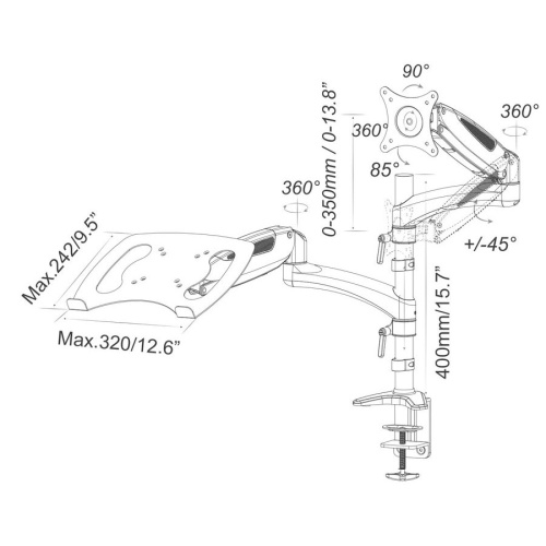 Кронштейн Cactus CS-VM-LH08-BK черный