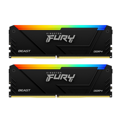 ОЗУ Kingston Fury Beast Black RGB XMP KF432C16BB2AK2/16 16GB DDR4 3200MHz DIMM kit 2x8Gb, CL16, 1.35V 288-pin Non-ECC