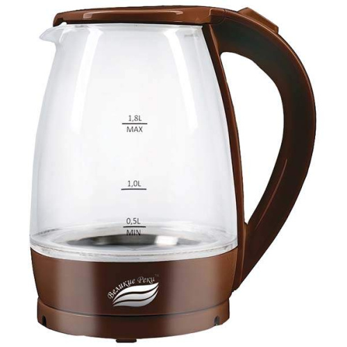 Чайник Великие Реки Дон-1 1,8л, стекло, коричневый, 1850Вт