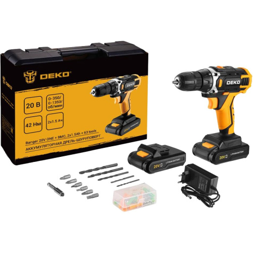 Дрель-шуруповерт DEKO Banger 20V One+ (083-1043) 20В, 2х1.5Ач