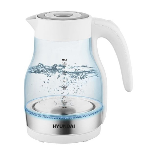 Чайник Hyundai HYK-G3802 белый/серебристый