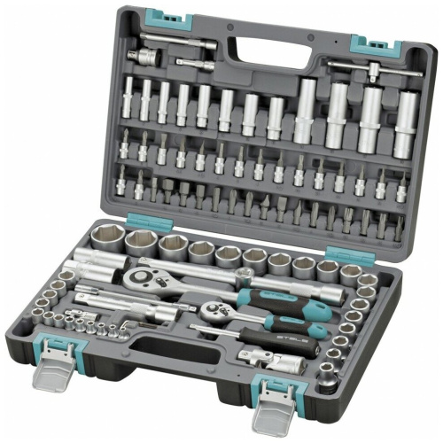 Набор инструмента STELS 14106 94 предм пластиковый кейс 1/2", 1/4", CrV