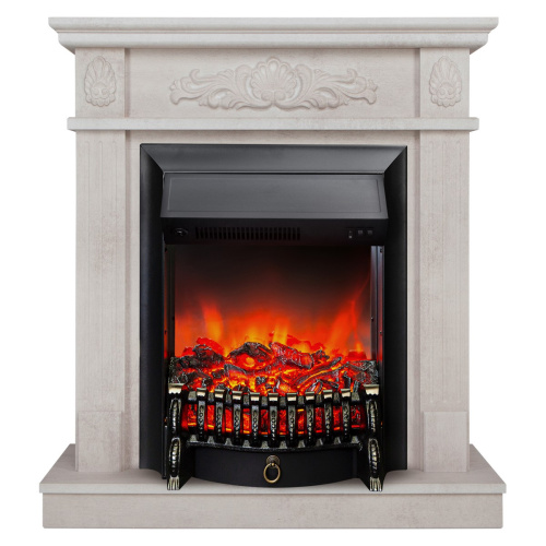 Электрокамин RealFlame Adelaida WT белый камень с очагом Fobos Lux Black