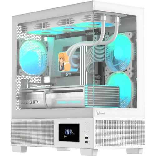 Корпус Formula V Line Crystal E1M White, MATX, USB3.0*2, Switch Display Panel