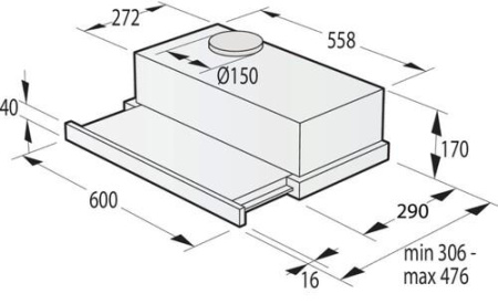 Вытяжка телескопическая Gorenje TH64E3SGB серый/черный