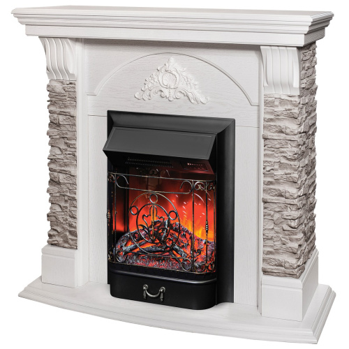 Электрокамин RealFlame Athena GR WT белый с очагом Majestic Lux Black RC