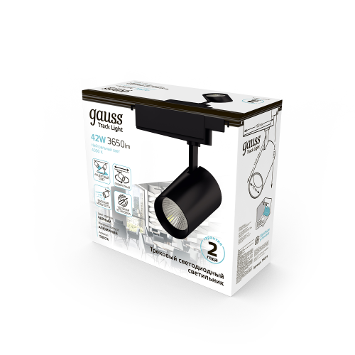 Светильник GAUSS TR074, 42Вт, 4000К, черный