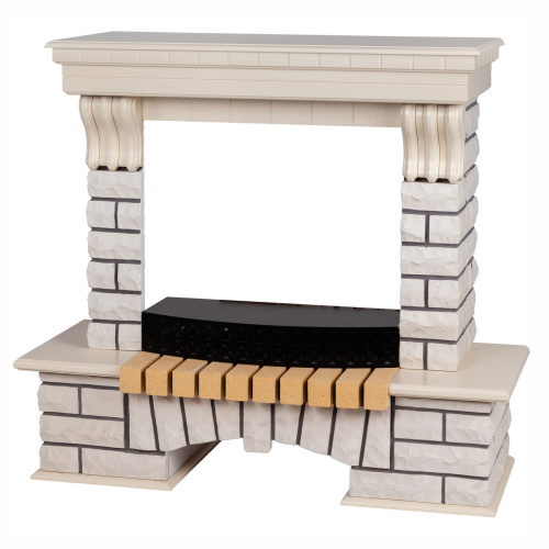 Портал каминный из МДФ RealFlame Country белый дуб, белый камень