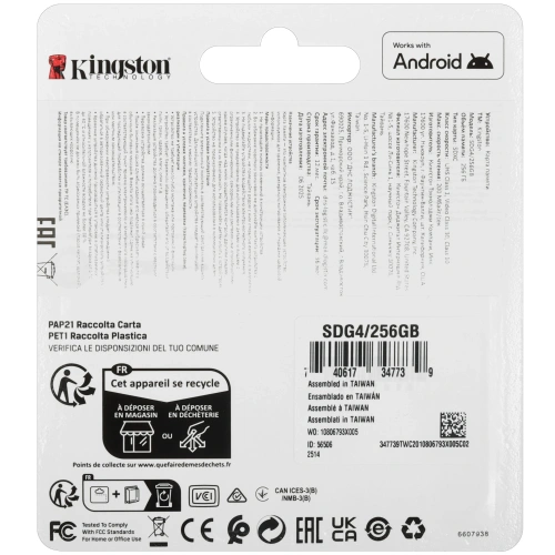Флеш карта SDXC 256GB Kingston SDG4/256GB Canvas Go! Plus V30 + adapter