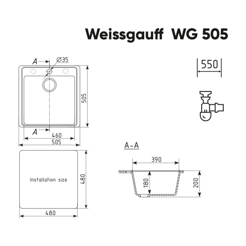 Мойка Weissgauff WG 50508 Anthracite