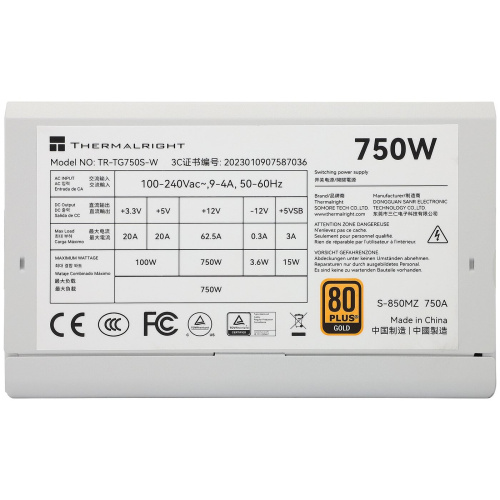 Блок питания Thermalright TR-TG-750S-W, 750W Gold White