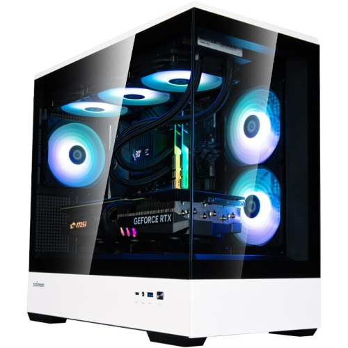 Корпус ZALMAN P30 BW, без БП, боковое окно (закаленное стекло), черно-белый, mATX