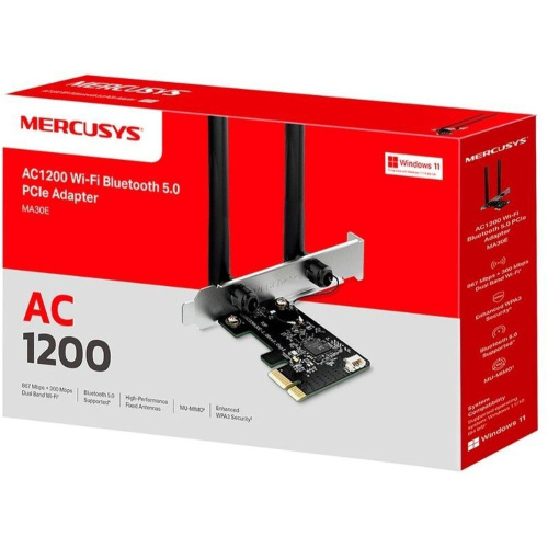 Адаптер PCIe Mercusys MA30E с поддержкой Wi-Fi AC1200 и Bluetooth 5.0