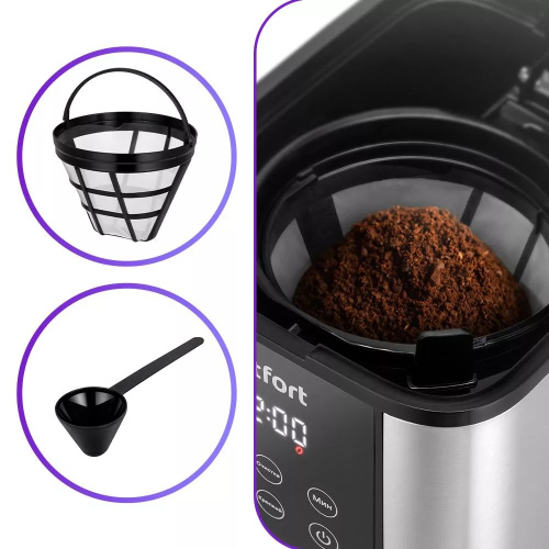 Кофеварка KitFort КТ-7222 нерж/черный