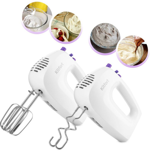Миксер Kitfort КТ-3071-1 белый/фиолетовый