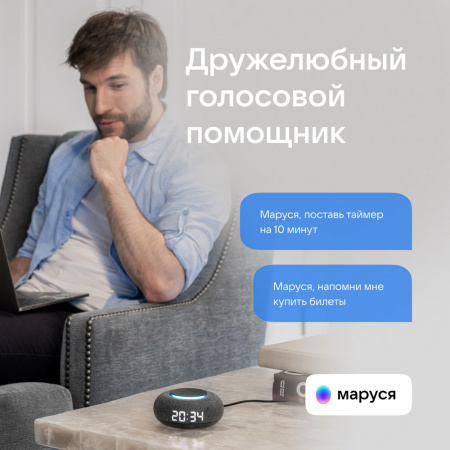 Умная Колонка Vk Капсула Мини С Голосовым Помощником Марусей, Темно-Серая
